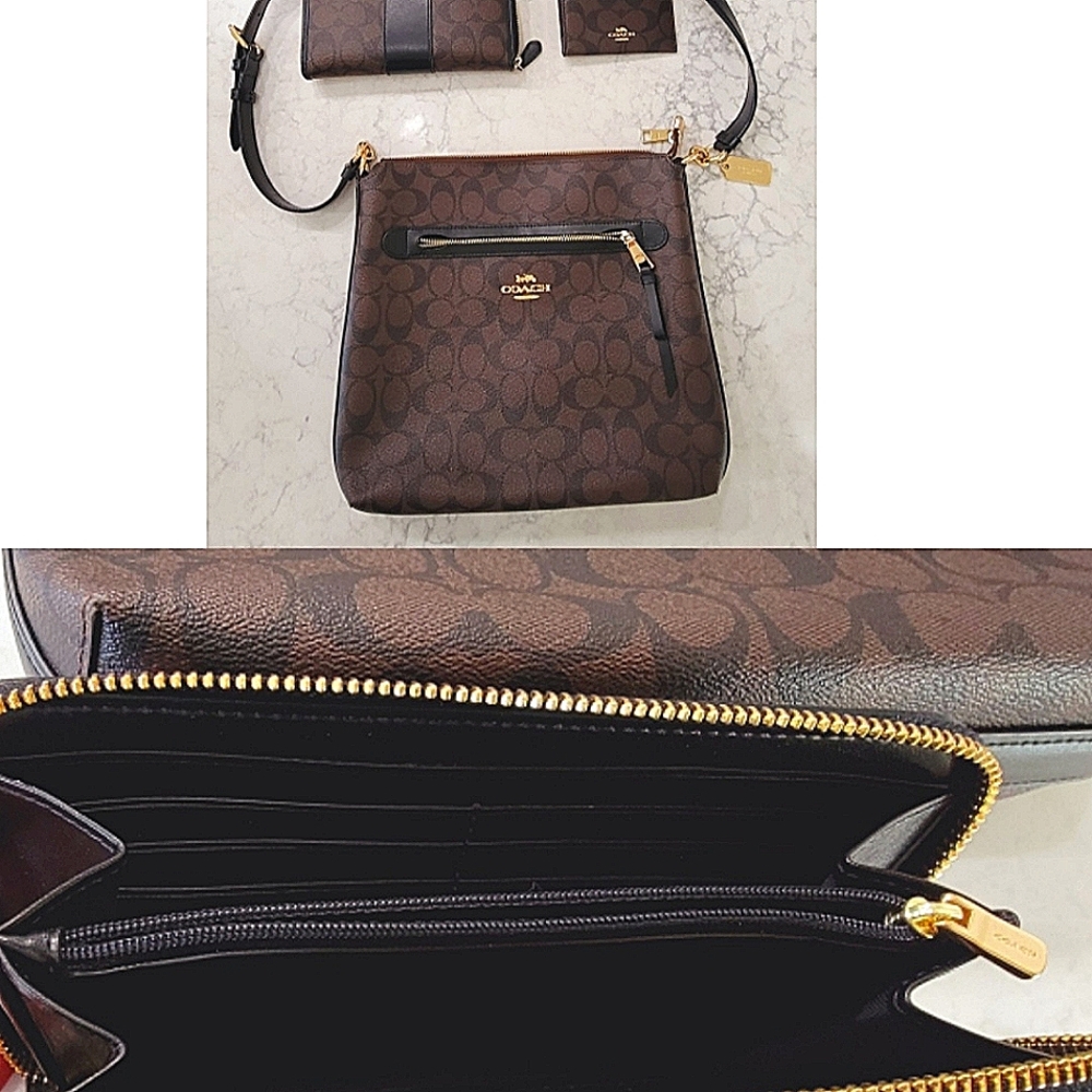 Coach large cross body purse, zip around wallet and coin wallet